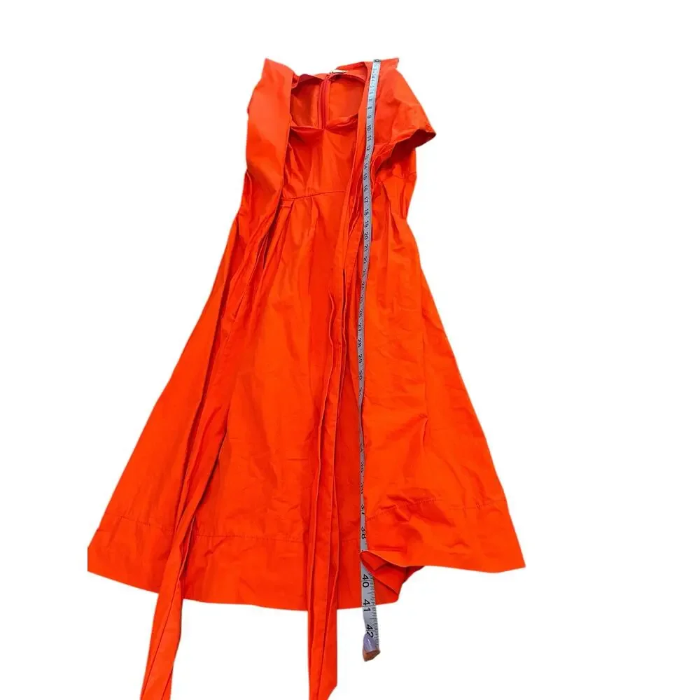 J.Crew Orange Organic Cotton Classy Dressy‎ Sleeve Wrap Top Shirtdress Size 2